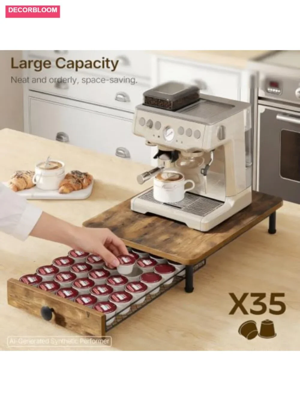 35 Capacity Coffee Pod Drawer Holder Sliding Mesh Basket